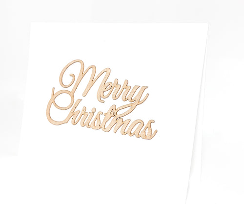 Merry Christmas wooden greeting card